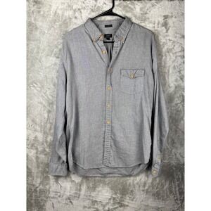 J. Crew Slim Fit Button Down Shirt Gray Chambray Long Sleeve Men's Size L